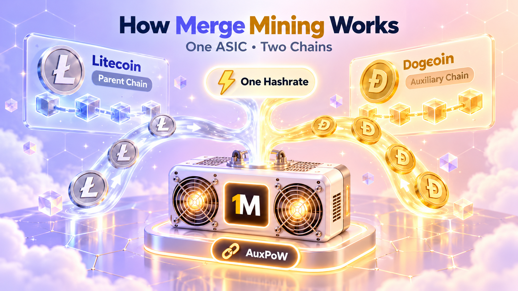 How Merge Mining Works: One ASIC • Two Chains