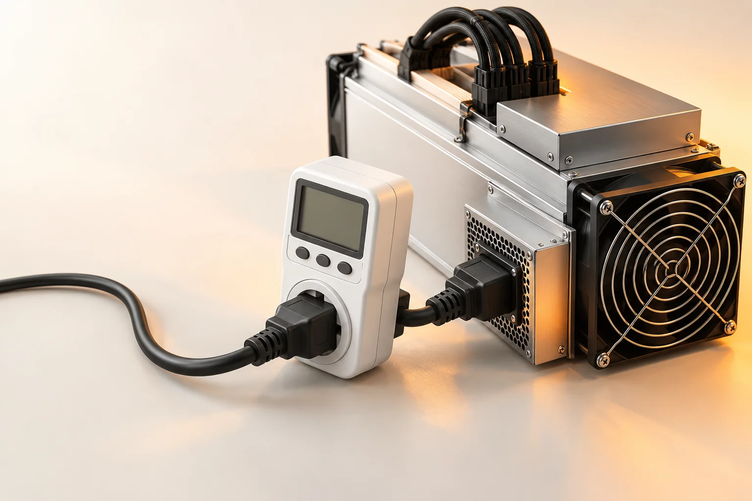 Illustration: A conceptual illustration of an energy meter connected to mining equipment.