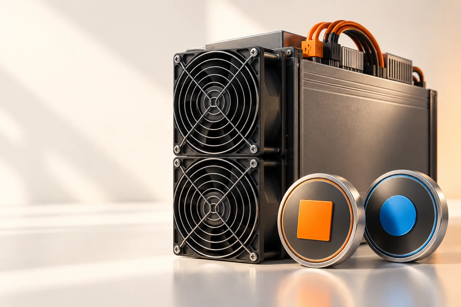Illustration: A miner linked to a matching square token beside a disconnected circular token.